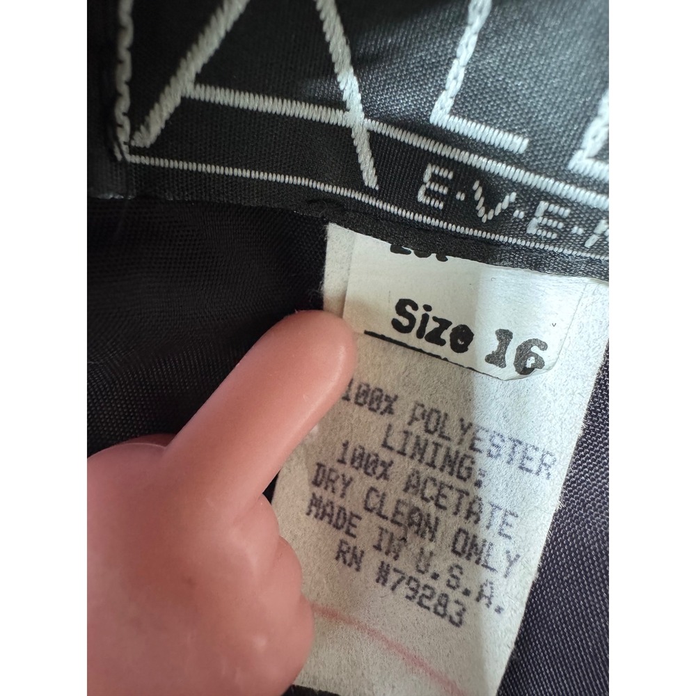 Alex Evenings Vintage 16 Black Velvet Sheer Sleeve Rhinestone Clasp Formal Top - Picture 4 of 11